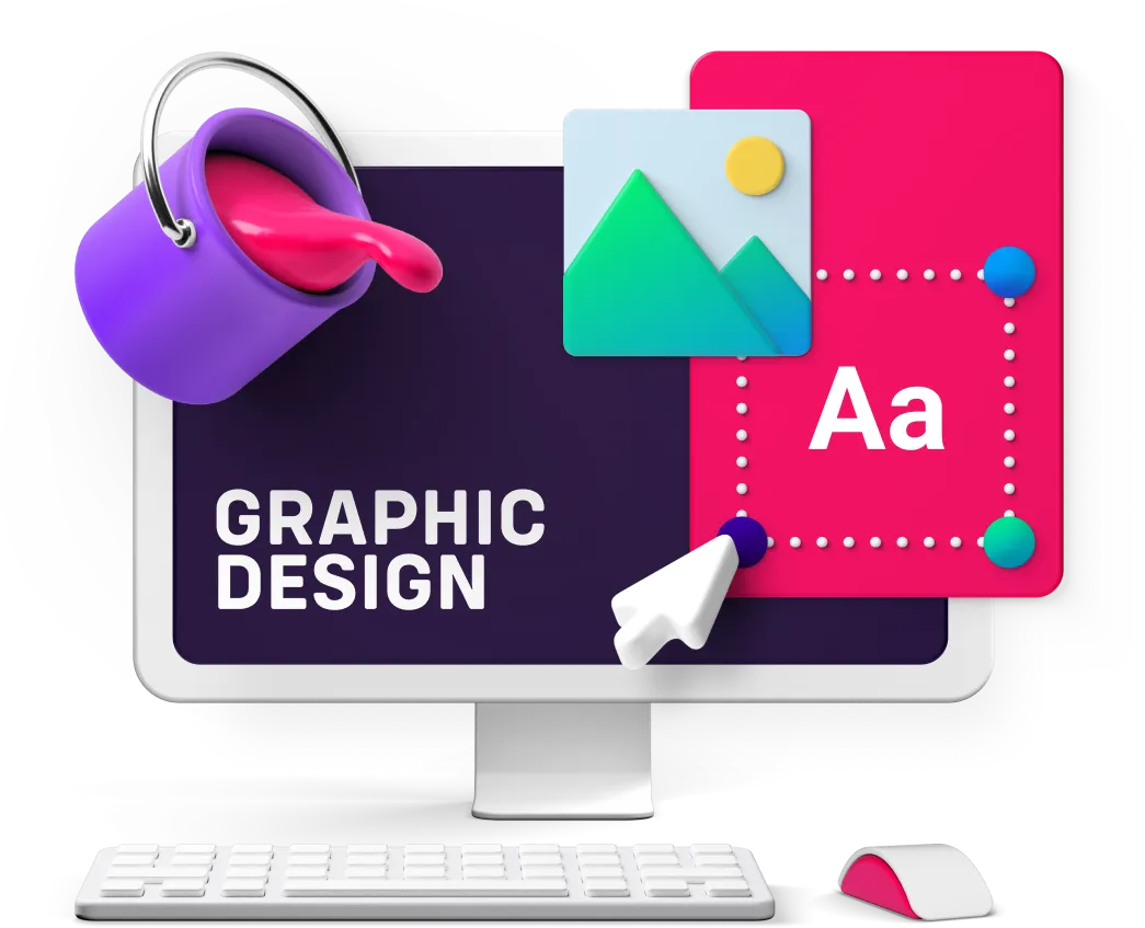 Colourful visualisation of Graphic Design provided by Pixel Jam