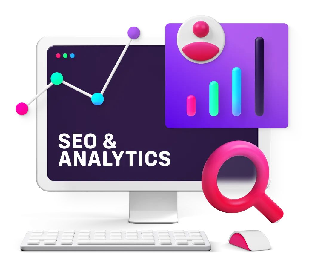 Colourful visualisation of Search Engine Optimisation provided by Pixel Jam